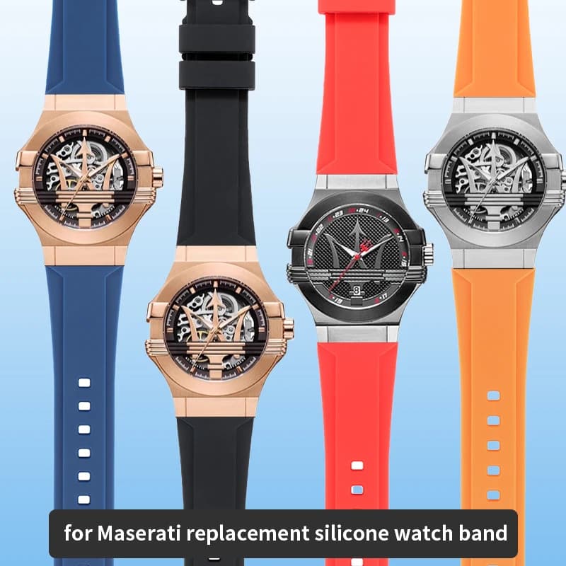 pour montre Trident Maserati R 8821108039 R R 8821108038 /8035/8025 bracelet de sport convexe modifié en caoutchouc de Silicone pour hommes 18MM