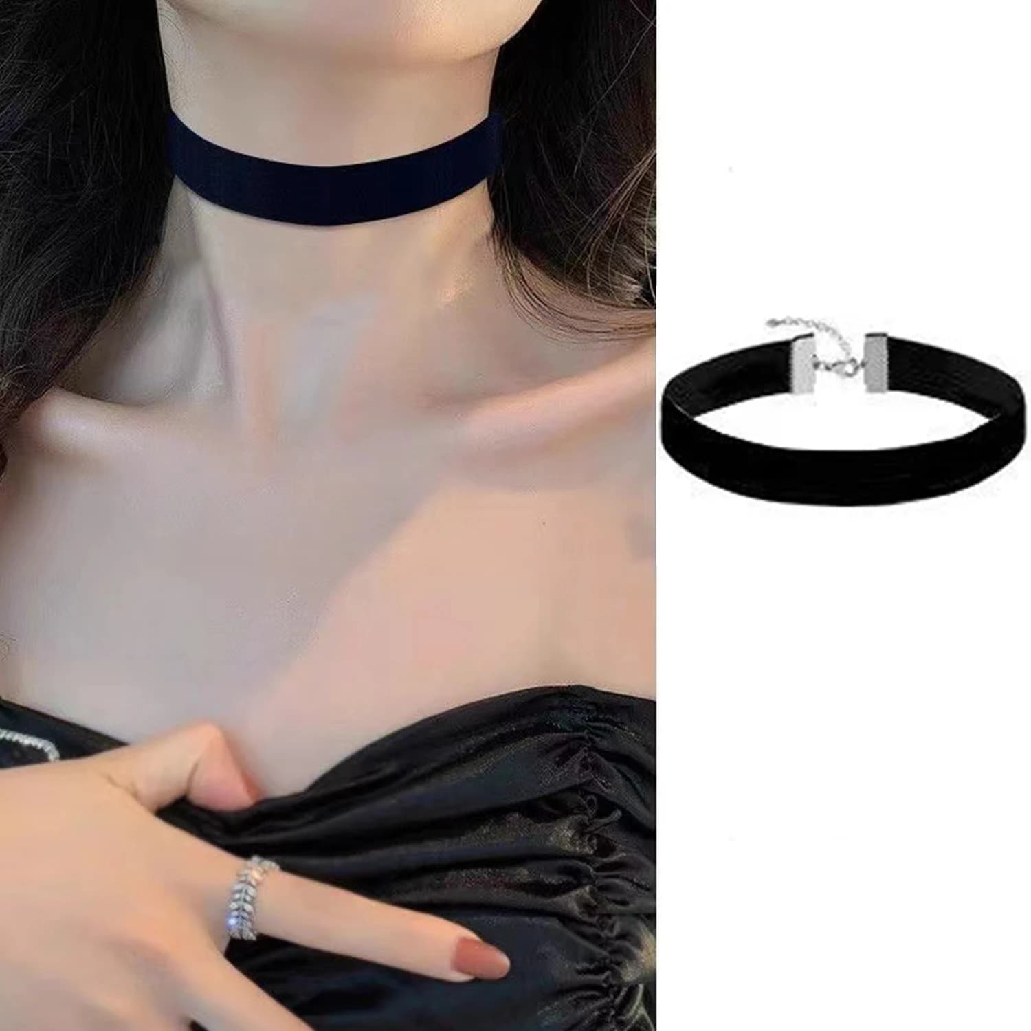Colliers ras du cou en velours noir, Punk gothique, Sexy, Simple, Vintage, chaîne de cou de clavicule, accessoires de bijoux de fête pour femmes et filles