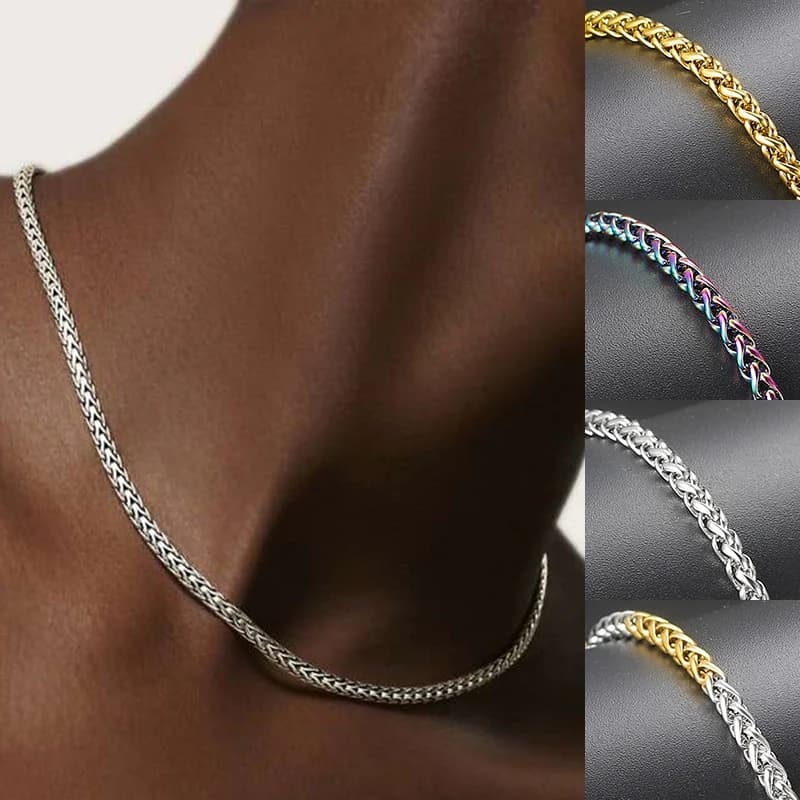 Chaîne Franco pour hommes, collier minimaliste en acier inoxydable pour femmes, bijoux Hip Hop à porter au quotidien, cadeaux, largeur 3mm, longueur 60cm C024