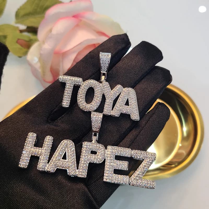 Colliers avec nom personnalisé, pendentifs de mots personnalisés, bijoux Hip Hop à bulles, livraison directe en usine
