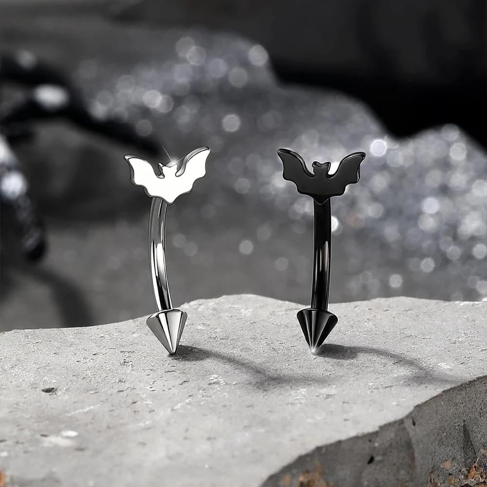 2 pièces 16G Bijoux de piercing pour femme : Anneau de sourcil Bat Rook