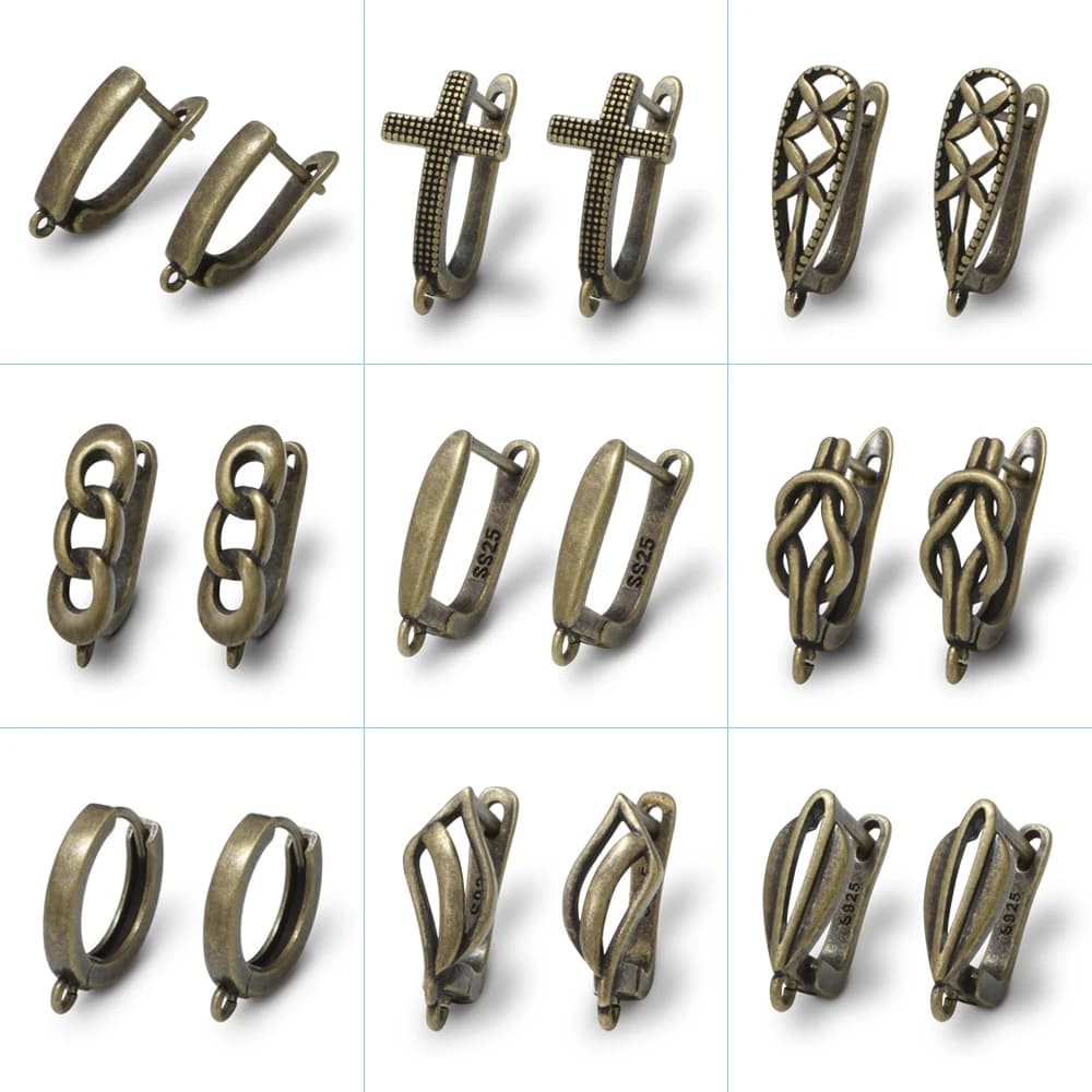 Boucles d'oreilles en Bronze Antique, 1 paire, pour bricolage, bijoux pour femmes, crochets, accessoires, fournitures de fabrication faites à la main, vente en gros, nouvelle collection