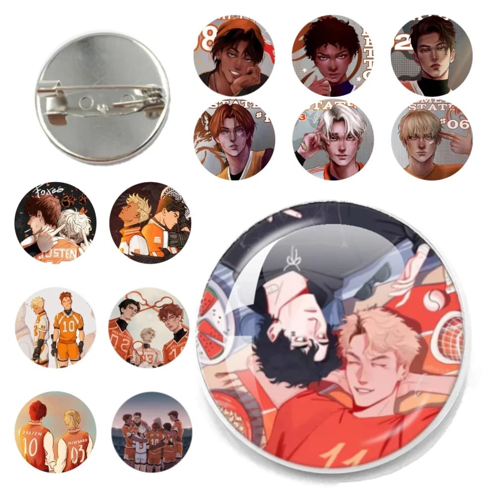 Badges d'épingles de cour The Foxhole, broche ronde en verre de dessin animé Neil Josten sur sac à dos, épingles à revers Cosplay, accessoires de bijoux cadeaux 