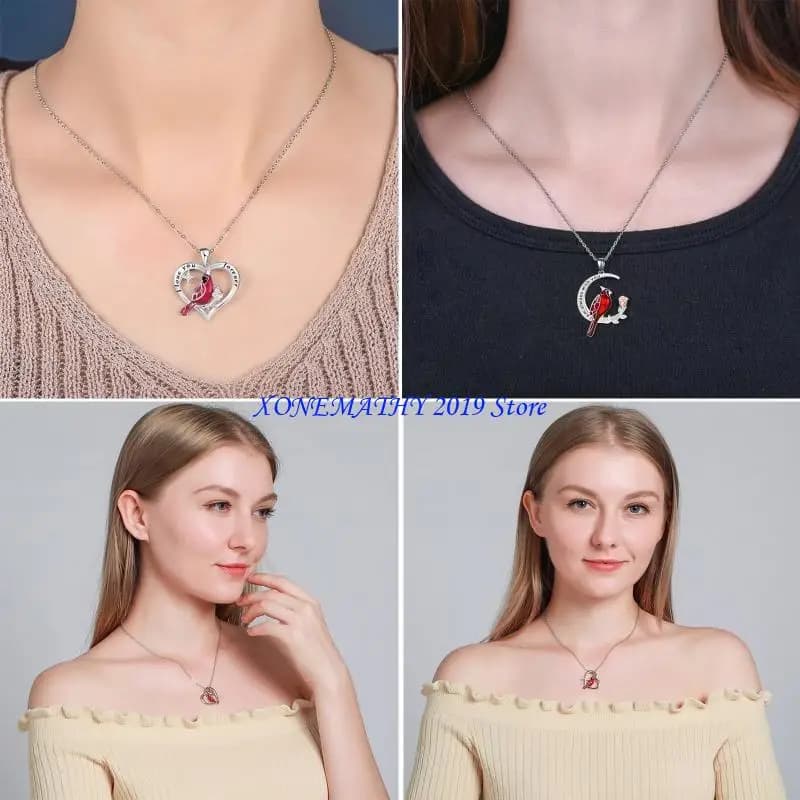 F42F – collier avec pendentif en forme d'oiseau rouge bijoux pour femmes