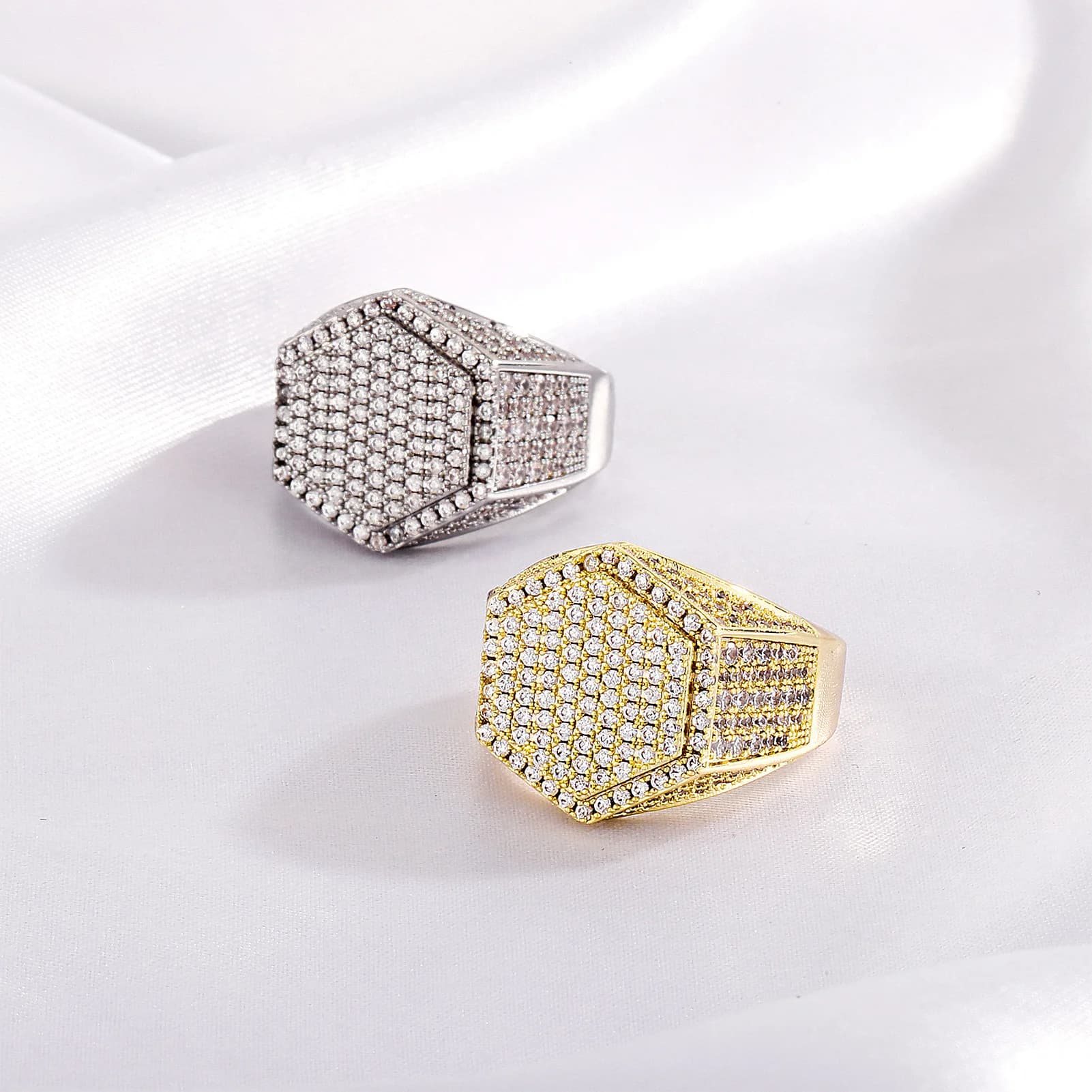 ChimHip Hop-Bague Rock de Luxe pour Homme, Or/Argent, Documents, Full Bling, Glacé, Cubique, Micro Pavé, CZ, Bagues, Mariage, ix, Bijoux, Cadeau