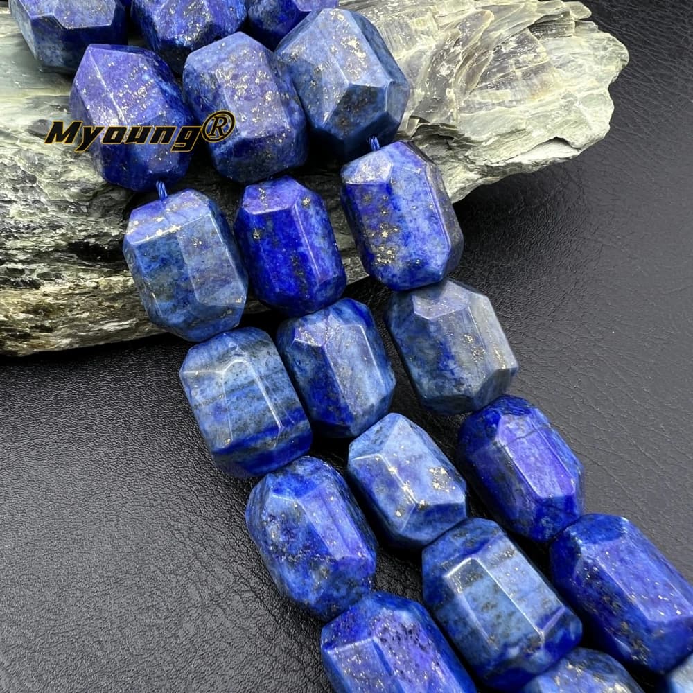 Grandes perles de pépite de coupe de Lapis Lazuli en pierre naturelle à facettes pour la fabrication de bijoux à bricoler soi-même mon 240130