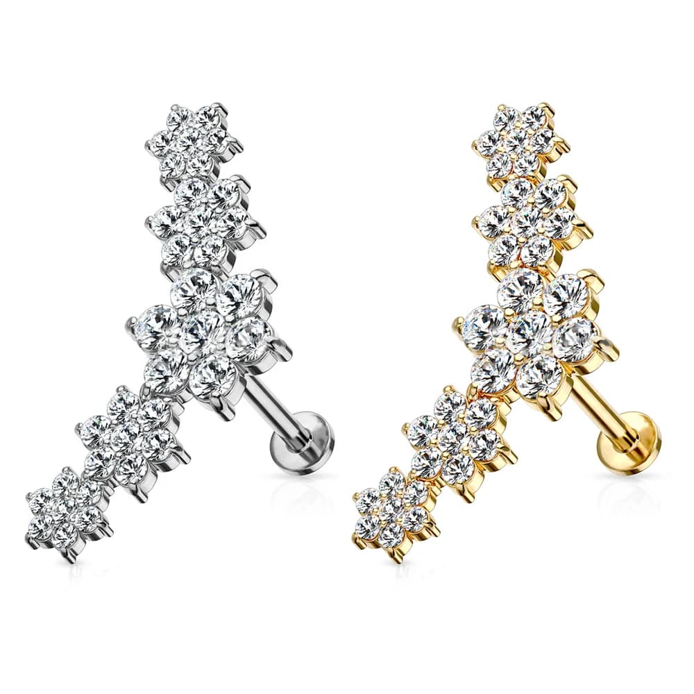 Boucle d'oreille piercing labExamen cinq fleurs
