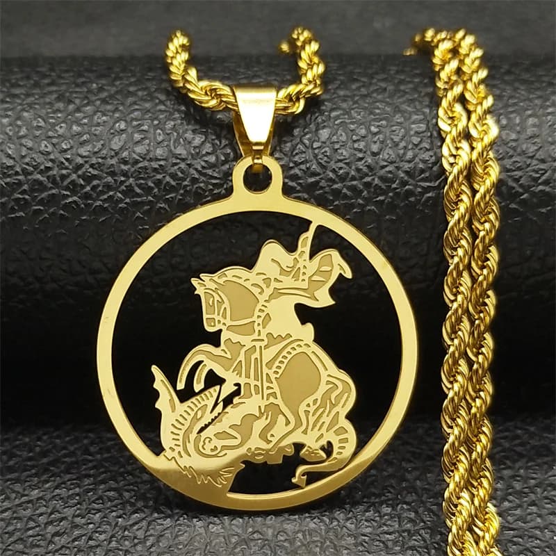 Collier pendentif Saint George PROTECT US pour femmes et hommes