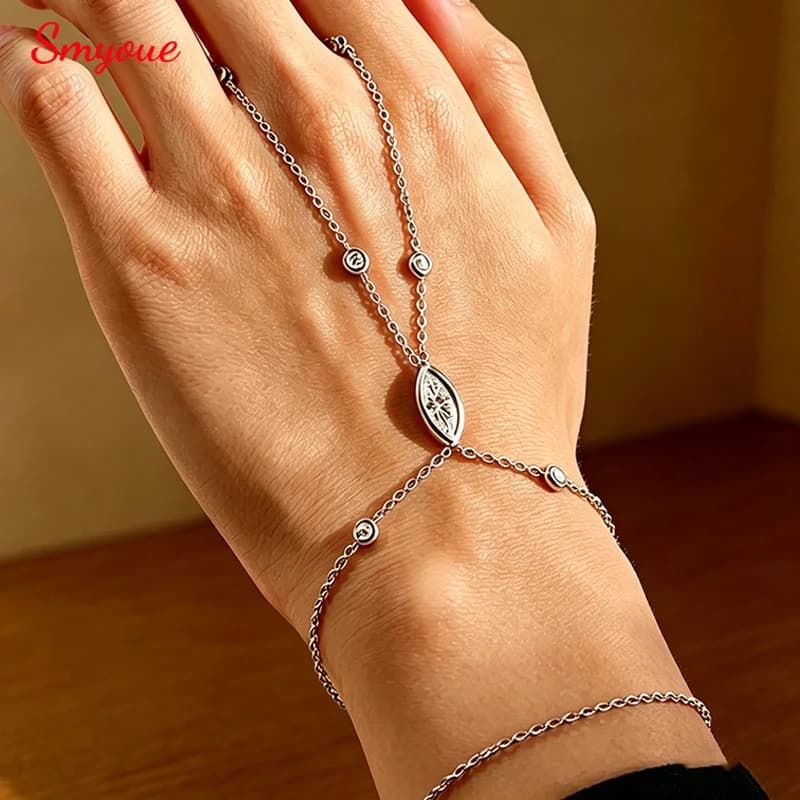 Smyoue Marquise coupe bulles Moissanite Bracelets pour femme réglable 14-19 cm laboratoire cultivé chaîne de diamant pur S925 bijoux en argent