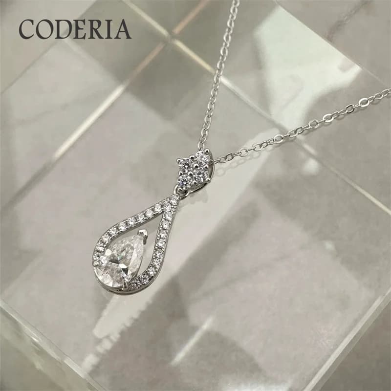 Collier Moissanite couleur poire pour femmes, 1CT, pendentif en or blanc 18 carats, diamant de laboratoire, argent Sterling 925 avec bijoux GRA
