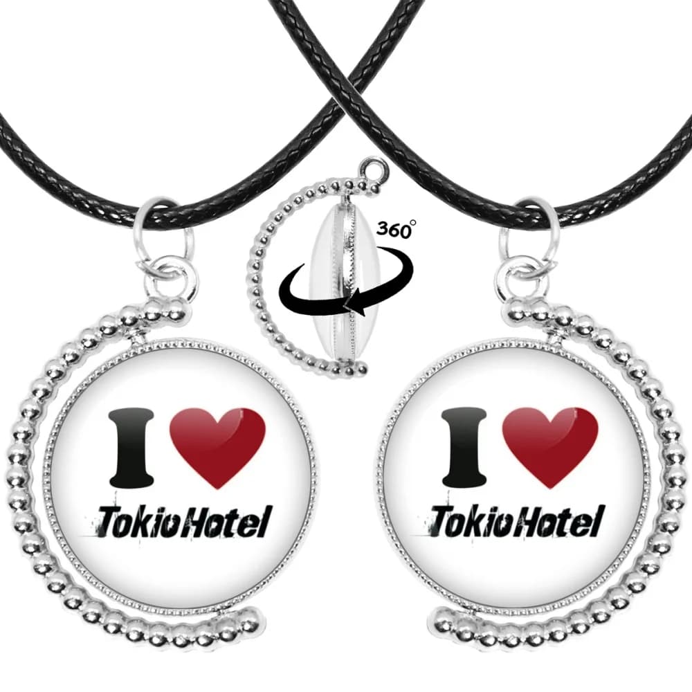 Nouveau collier Tokio hôtel rétro groupe de Rock Pop Bill Kaulitz bande verre Double face pendentif rotatif