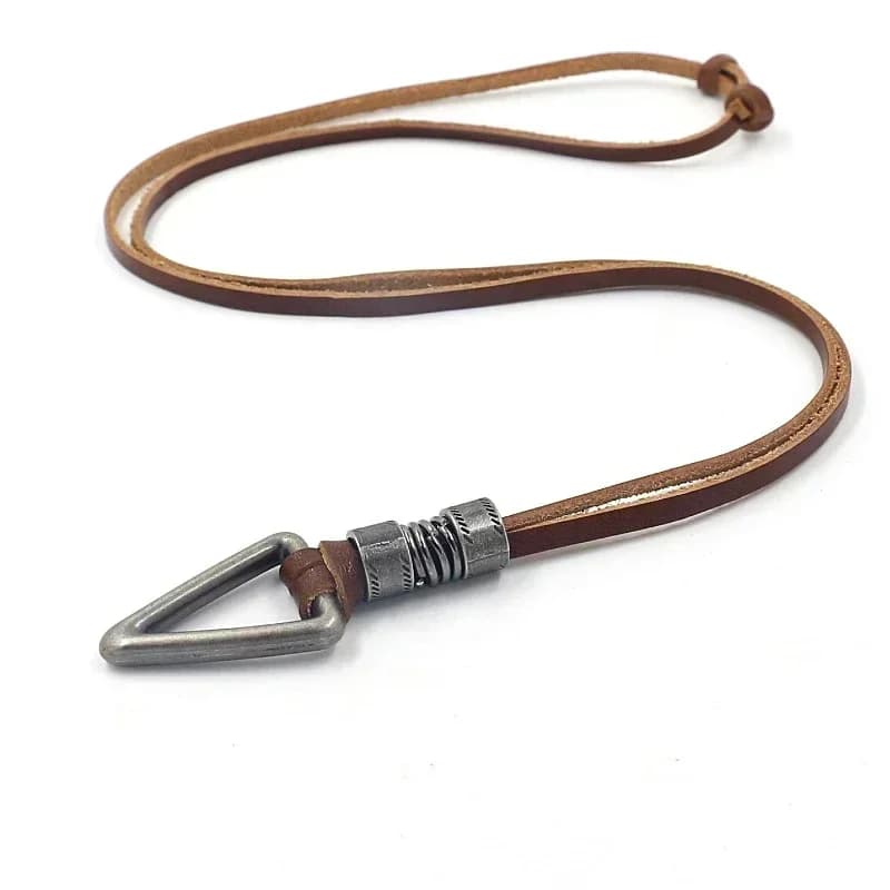 Vintage hommes femmes Triangle réglable en cuir cordon collier pendentif bijoux cadeau de noël