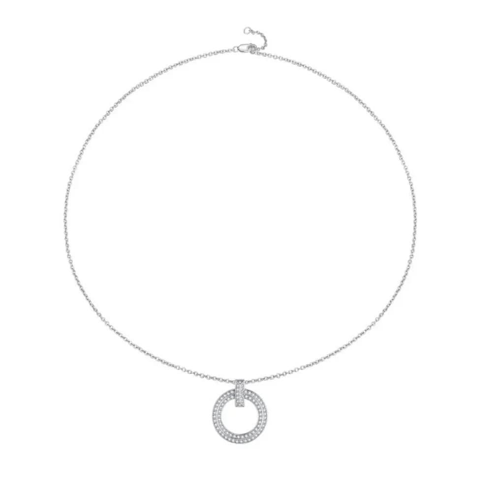 Collier complet en Moissanite, pendentif rond de couleur D, plaqué or blanc 18 carats, réglable, chaîne en diamant en argent Sterling 925, bijoux, M-JAJA