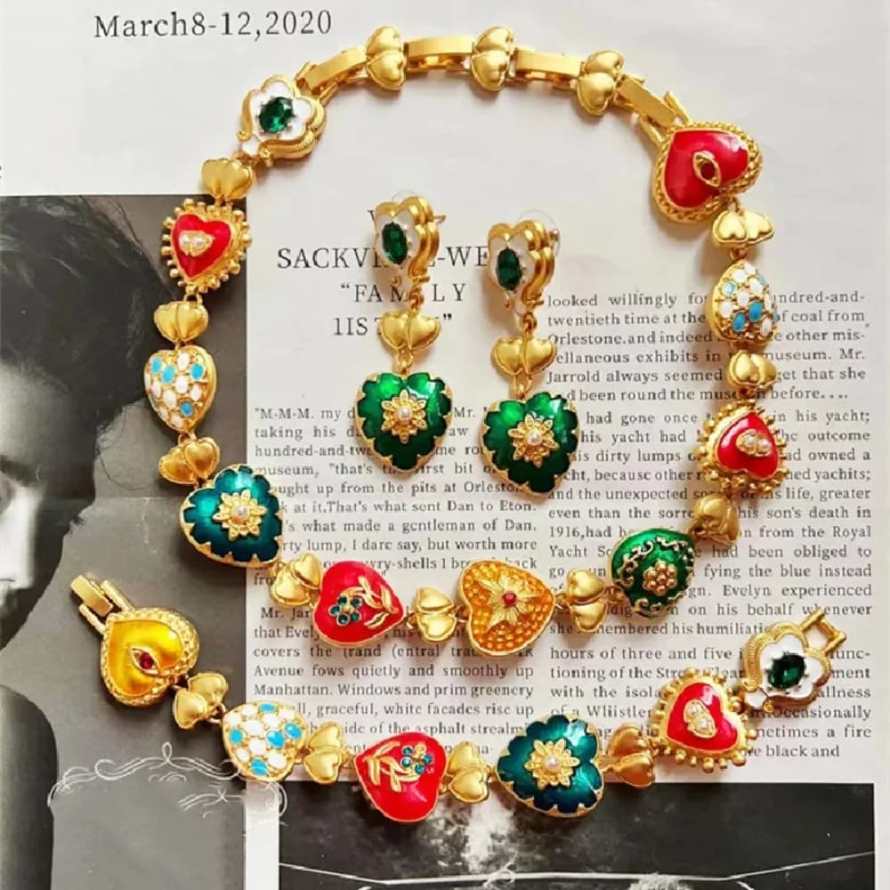 Bijoux Sculptés Artistiques Colorés Rétro
