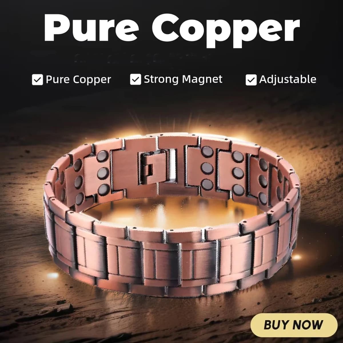 Bracelet magnétique plaqué cuivre pour hommes, bracelets à maillons magnétiques, énergie et santé, bracelet magnétique, cadeau de bijoux
