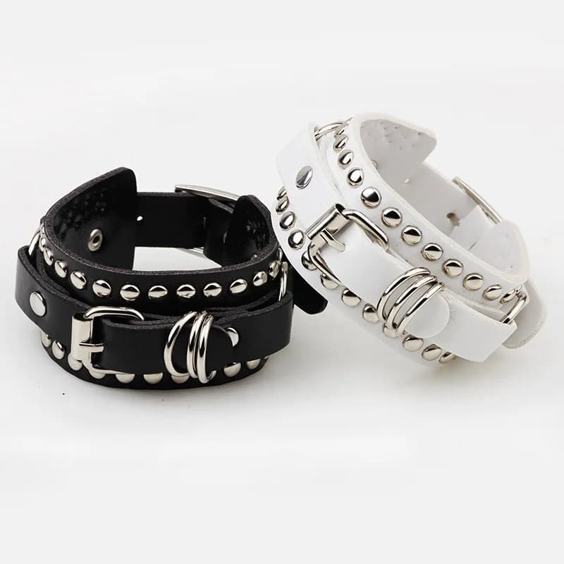 Bracelet en cuir noir Bracelet manchette Goth gothique Punk Bracelets femmes hommes pointes Rivet goujon Bracelet Cosplay Rock unisexe bijoux