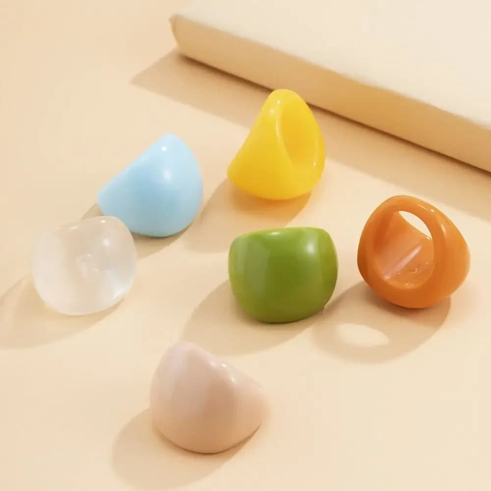 Bague en acrylique exagérée, couleur bonbon classique, géométrique, en résine, grande dôme, simple, pour femme