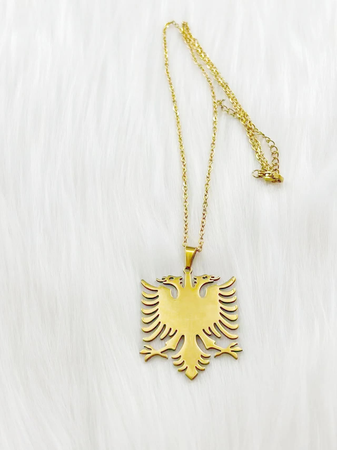 WOUWU – colliers avec pendentif aigle albanie, couleur or/argent, bijoux pour femmes et filles