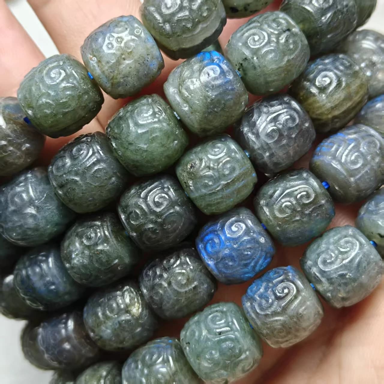 Perles de tambour en labradorite naturelle AAA