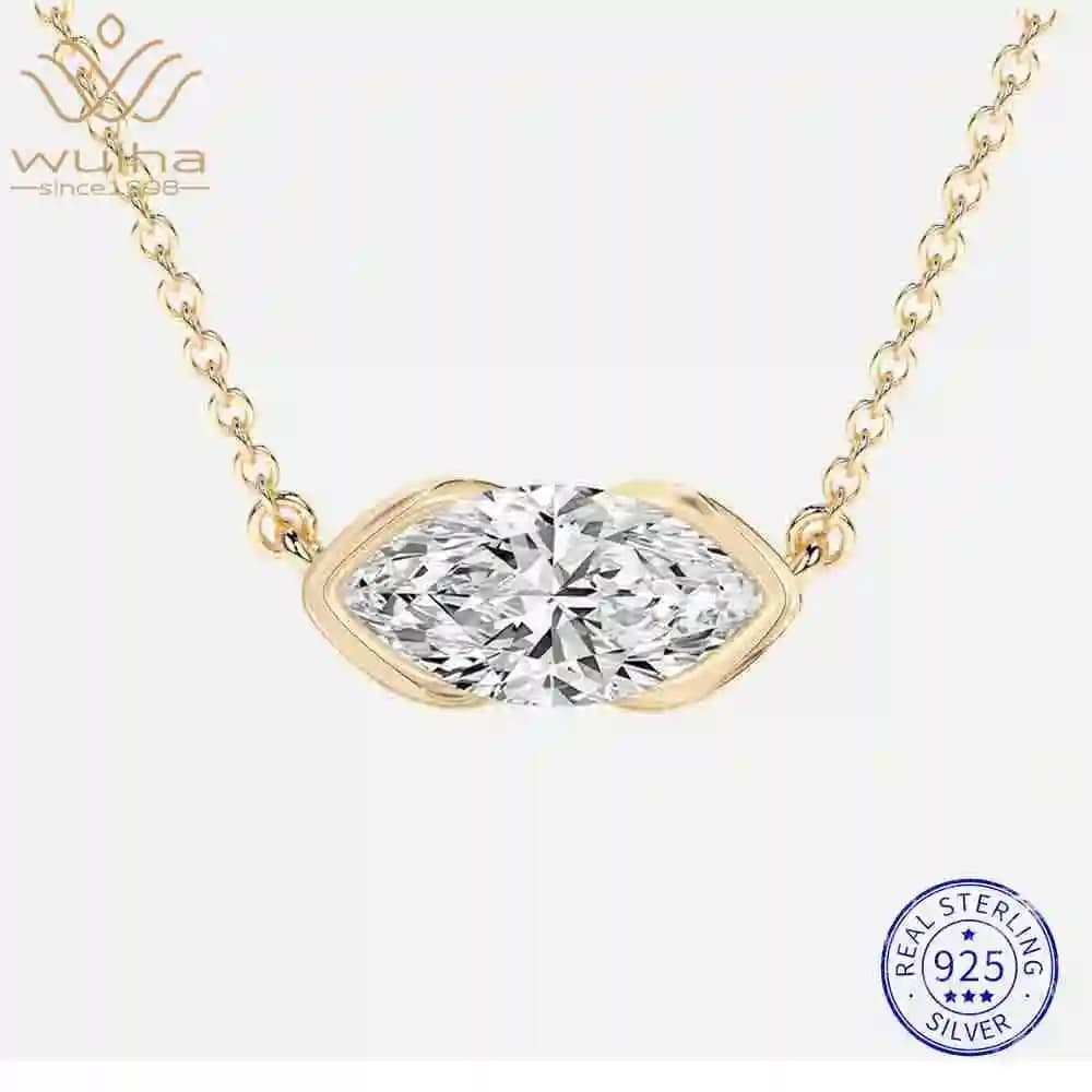 WUIHA – collier avec pendentif en argent Sterling 100% 925, coupe Marquise, diamants GRA Moissanite véritables, bijoux fins pour mariage et fiançailles