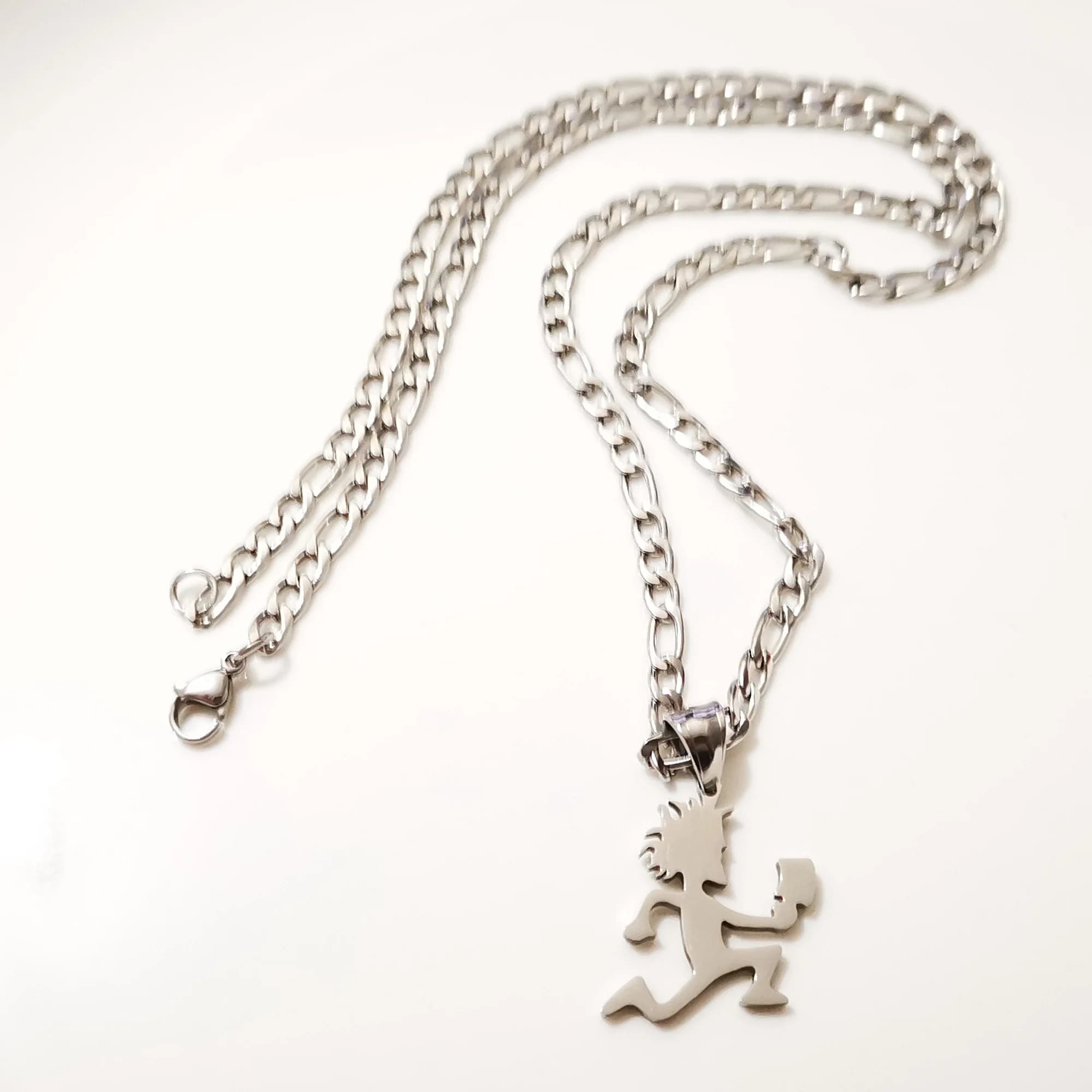 Collier pendentif classique en acier inoxydable, petit garçon argenté, 1 en effet, breloques URA etman, ICP, chaîne NK, 4mm, 24 en effet