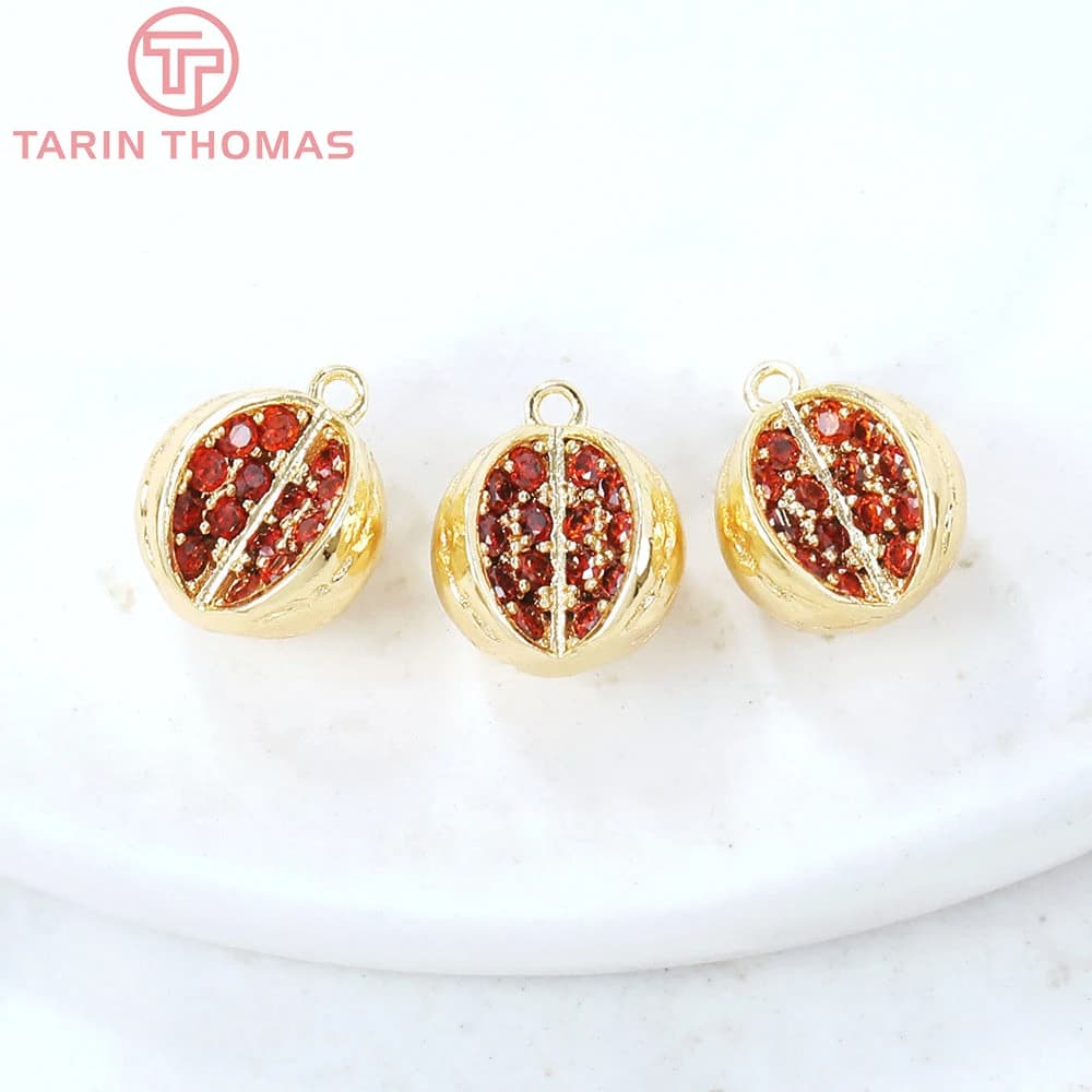 (5209)4 pièces 9MM 24K couleur or laiton avec Zircon pastèque breloques pendentifs haute qualité bijoux à bricoler soi-même faisant des résultats en gros
