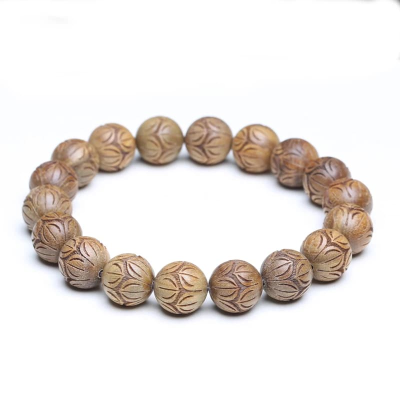 Bracelet sculpté en bois de santal naturel, bijoux universels de haute qualité, typobeads, 12mm
