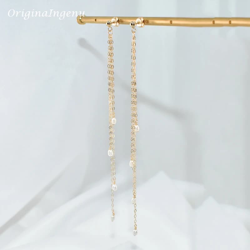 Boucles d'oreilles en perles naturelles, remplies d'or 14K, bijoux à pampilles faits à la main, Oorbellen Brinco, bijoux Vintage Boho pour femmes