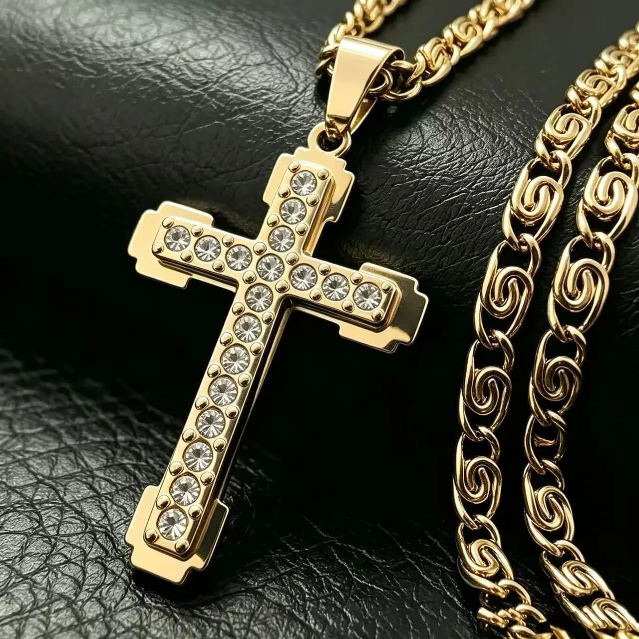 HNSP-Collier pendentif croix en acier inoxydable pour hommes et femmes, accessoires de bijoux, luxe