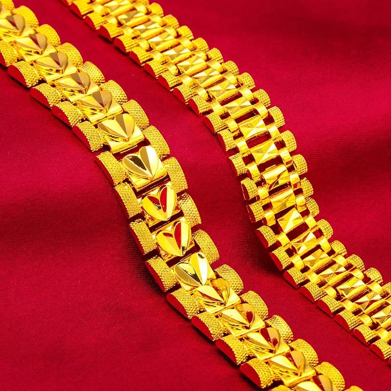 JOBracelets à Maillons en Or Jaune pour Homme, Boîte de 12mm, Bijoux Hip Hop, Cadeaux
