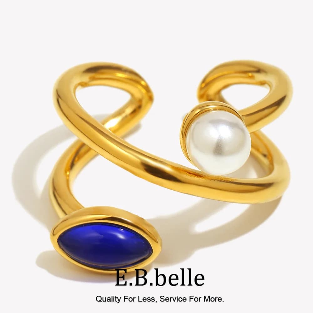 E.B.belle – bague créative asymétrique en pierre naturelle pour femmes
