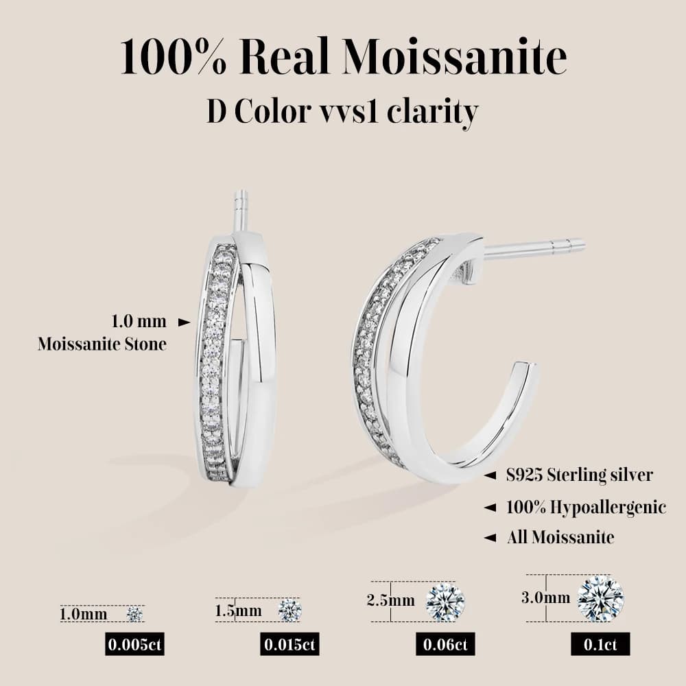 ATTAGEM nouveau classique Moissanite boucles d'oreilles femmes 925 en argent Sterling boucle d'oreille de luxe de haute qualité passe diamant Test pour bijoux de fête