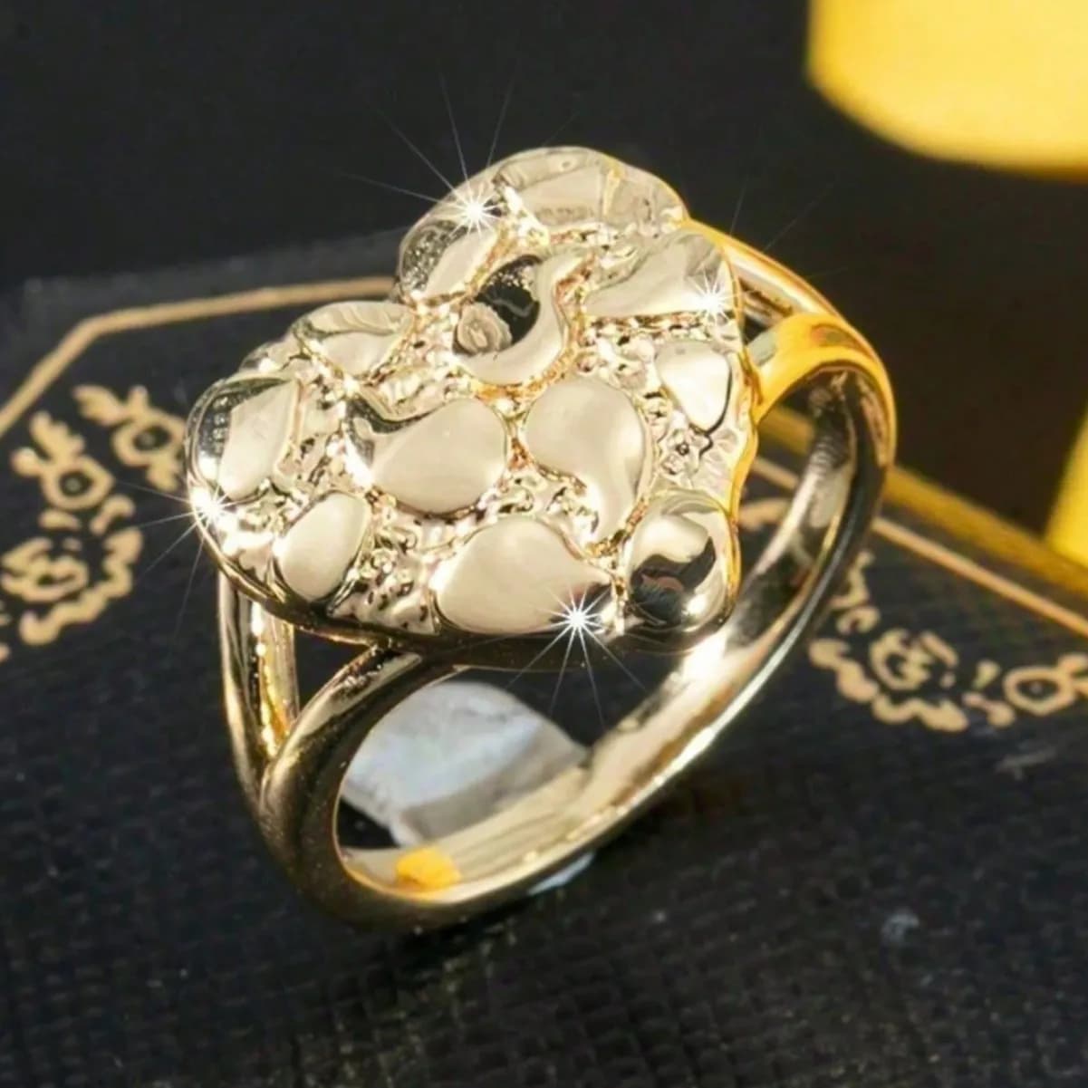 Bague classique en forme de cœur plaqué or