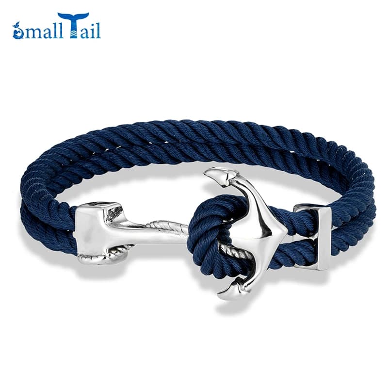 Bracelet ancre de Style marine pour hommes et femmes, corde multicouche tissée à la main, Bracelets de Couple, bijoux en acier inoxydable noir, cadeau, nouveau
