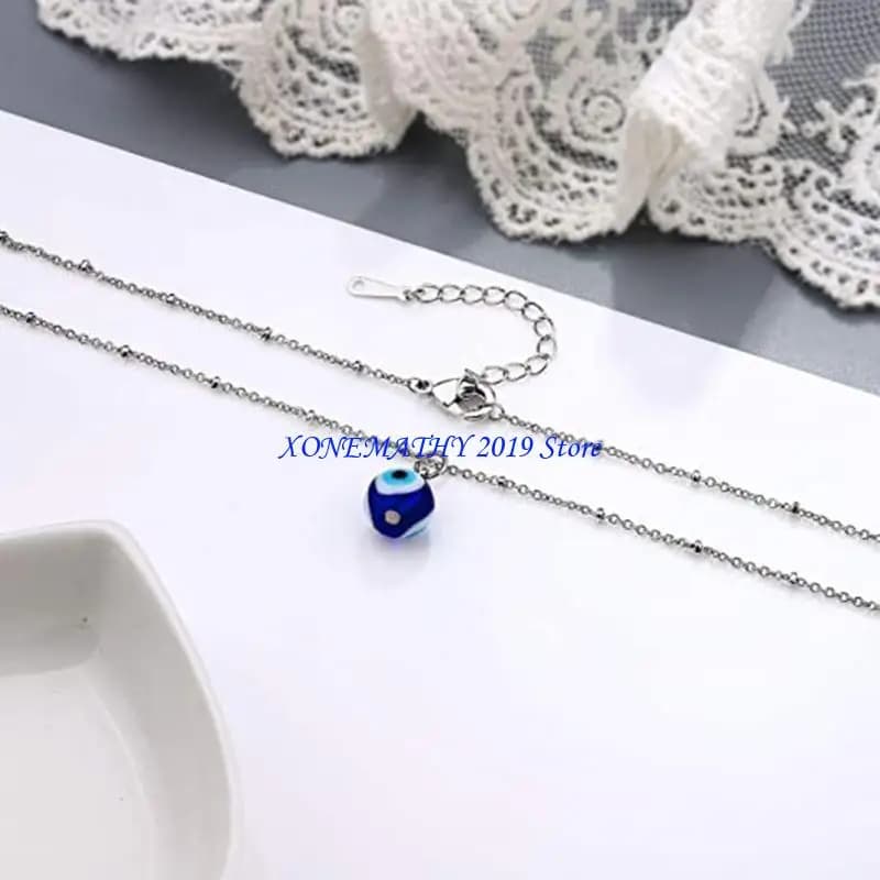 Collier F42F pour femmes hommes, bleu turc, chaîne dorée/argentée contre le mauvais œil, pour