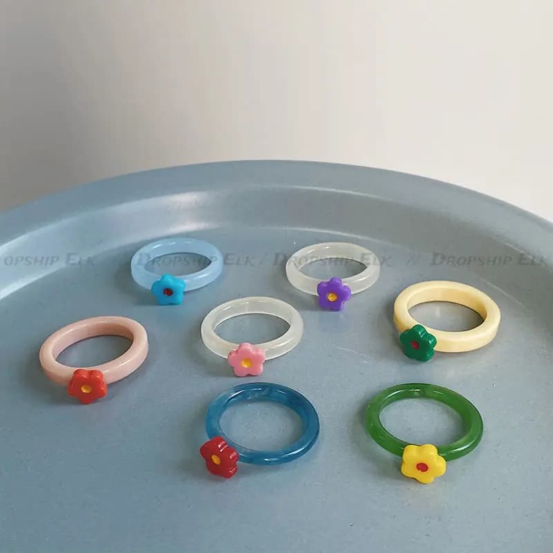 Bague en forme de cœur en émail coloré pour femmes et filles, anneau doux, tendance, géométrique, goutte d'huile, drôle, Y2K, gros bijoux d'été, nouveau