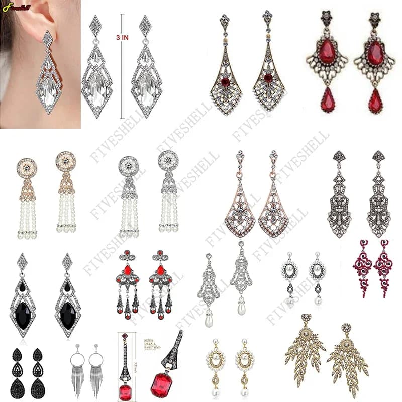 Art déco Antique Vintage Style clapet boucles d'oreilles pour femmes