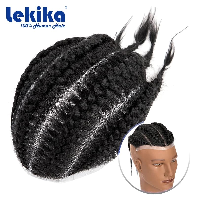 Tresses hommes perruque noué cheveux humains armure naturel 100% perruques