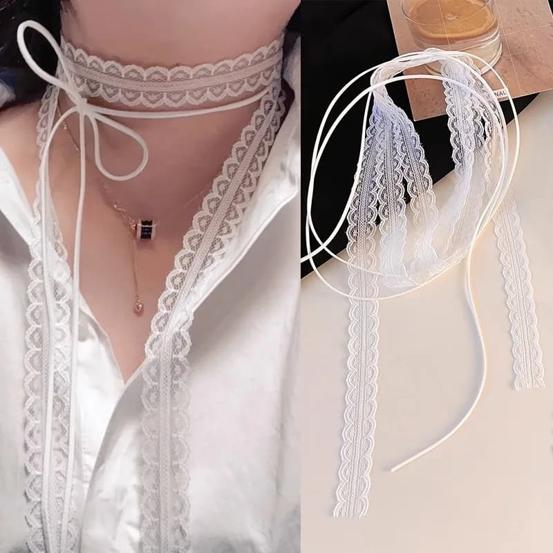 Collier en dentelle blanche/noire, Long ruban superposé, chaîne de clavicule, ras du cou pour filles, usage quotidien, décoration de cou, bijoux cadeau