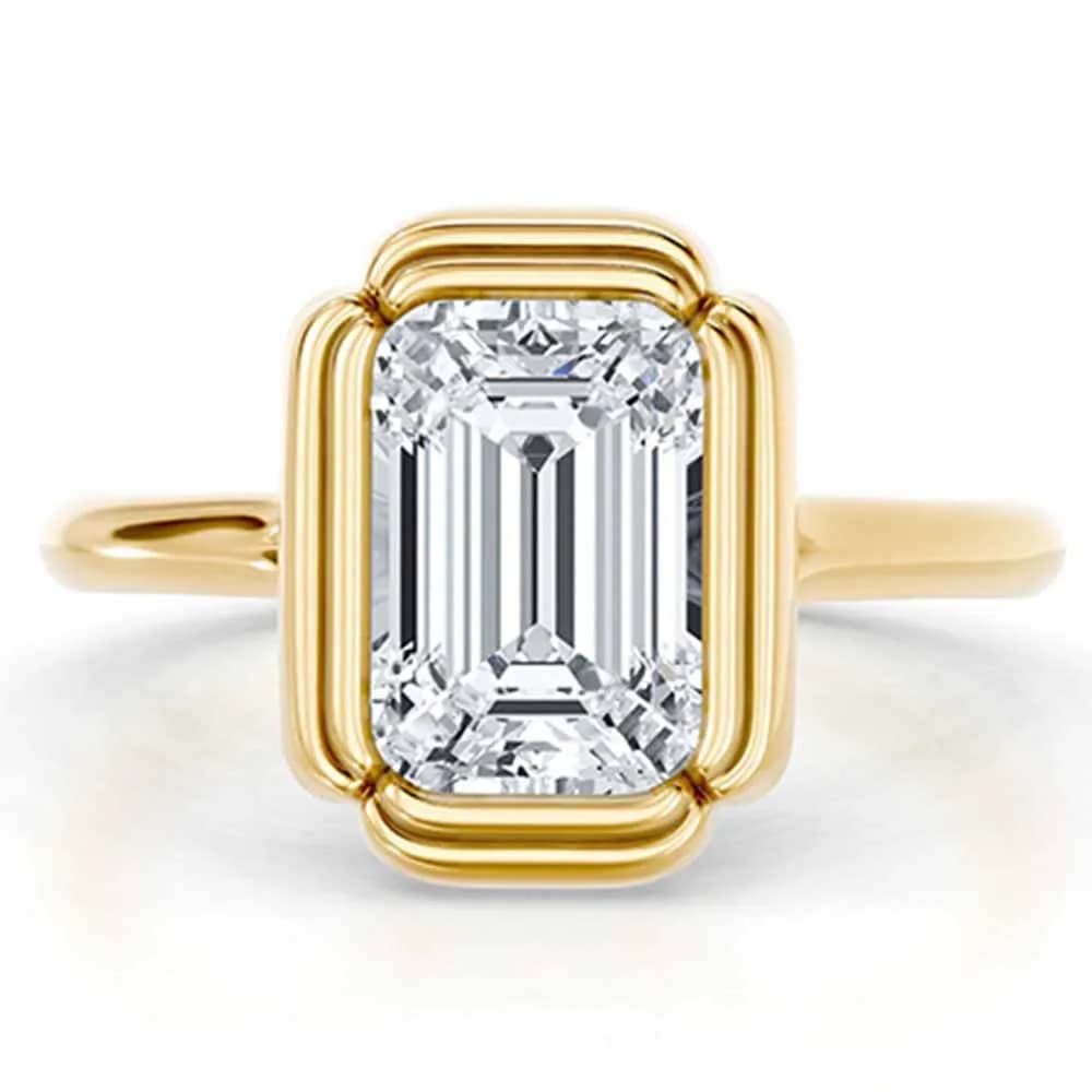 WUIHA Bague Fleur de Fleur de Lys en Argent Sterling 925 avec Moissanite Véritable GRA Taille Émeraude 2 CT, Bijou Fin pour Mariage et Fiançailles