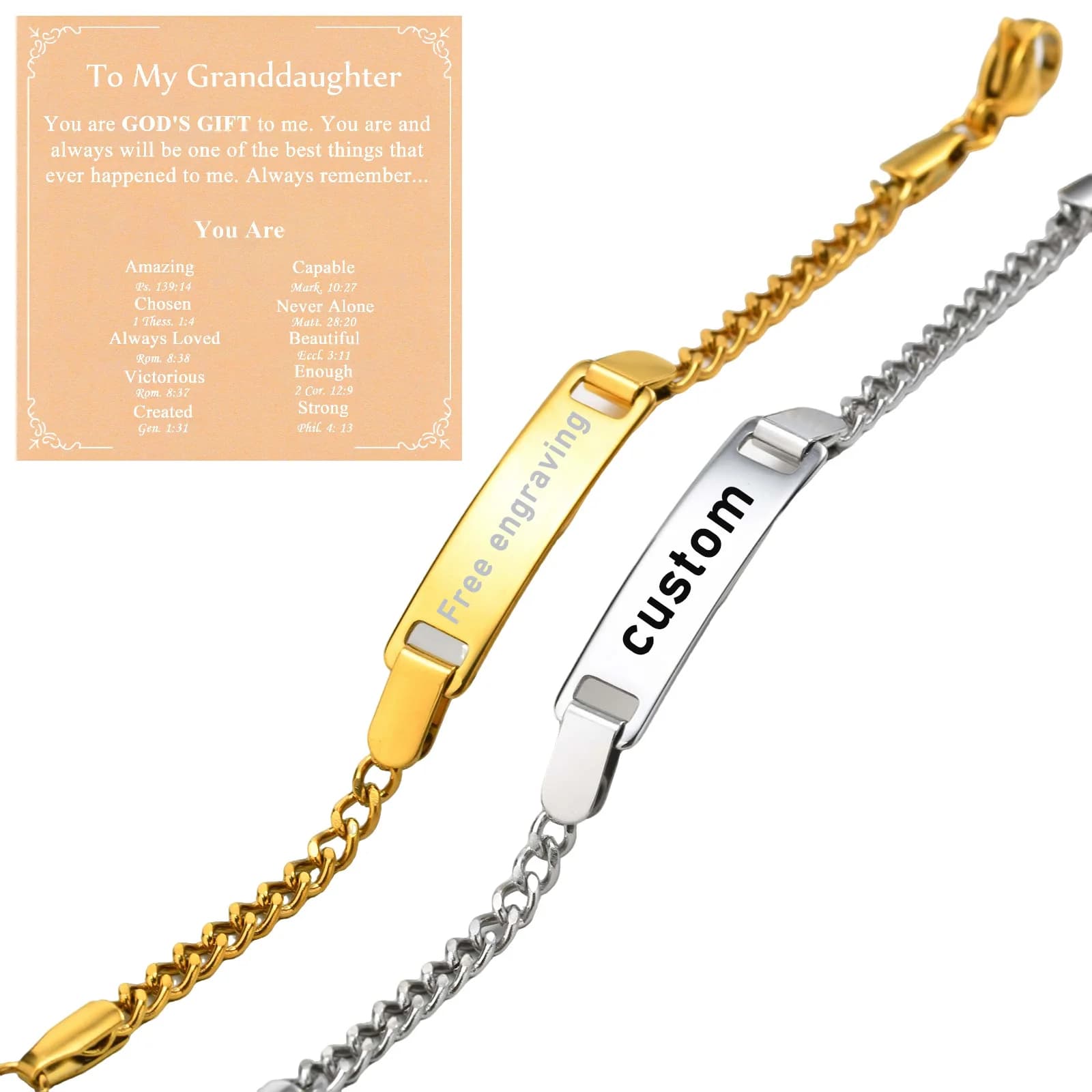 Bracelets pour bébé plaqués or 18 carats, personnalisés, nom de naissance, longueur réglable, fête du nouvel an, avec carte cadeau pour nouveau-né