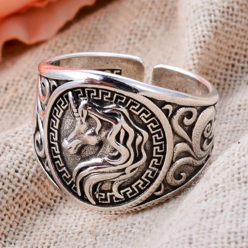 Anneaux en argent thaïlandais rétro pour femmes, design animal ChimHorse, bijoux originaux, cadeaux de Noël, accessoires pour dames