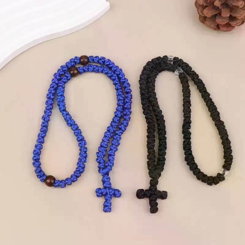 Collier Komboskini noir/bleu fait main