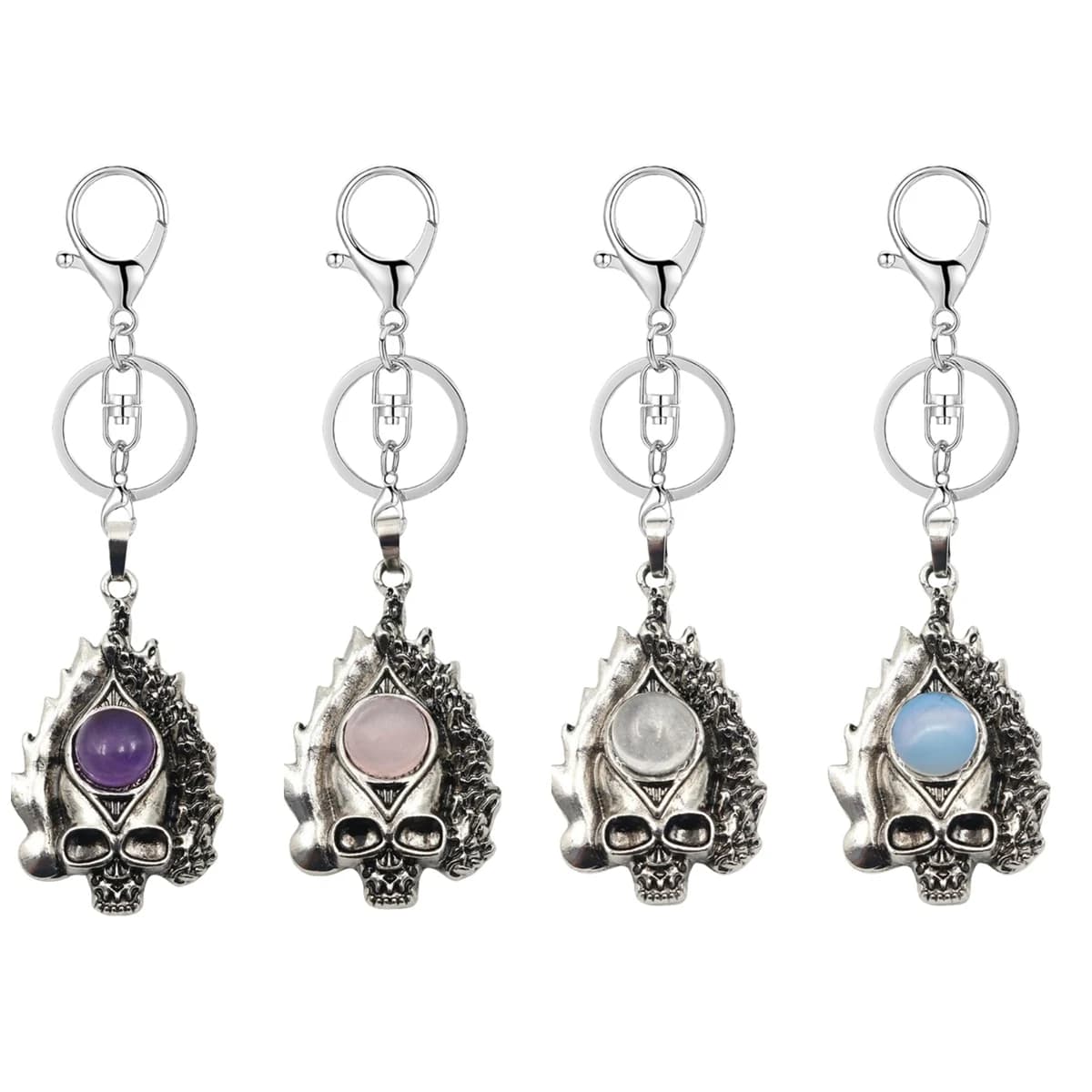 Porte-clés pendentif tête de mort gothique pour hommes et femmes