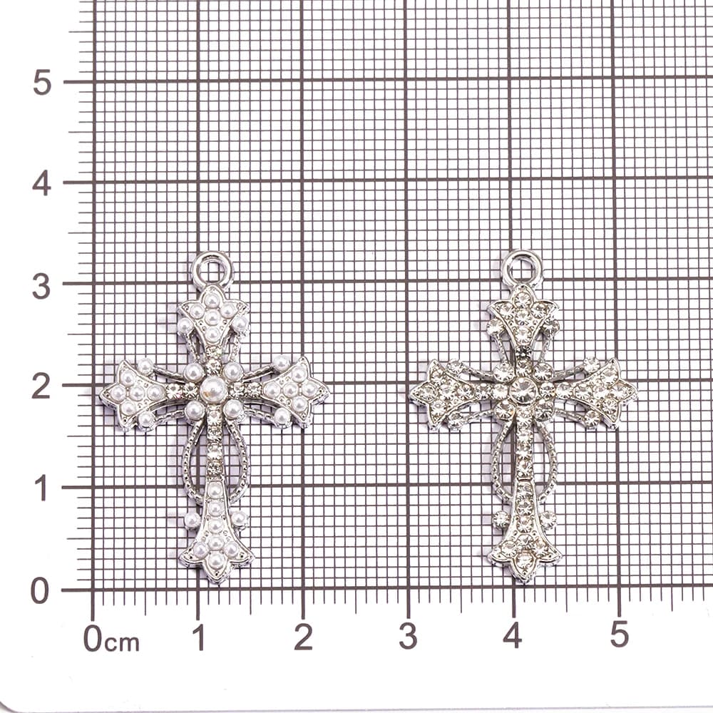 Peixin 10 pièces élégant croix breloques strass bijoux chrétiens pour la mode collier boucles d'oreilles porte-clés bricolage pendentifs faits à la main