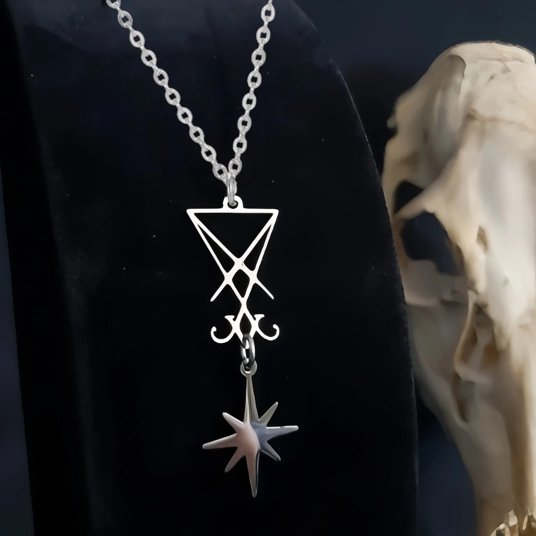 Jeshayuan Lucifer Morningstar pendentif collier Sigil de Lucifer collier gothique occulte sorcière collier
