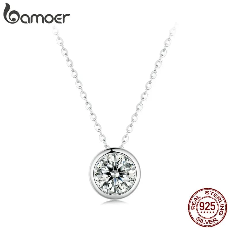 BAMOER 1CT lunette Moissanite pendentif collier couleur D VVS1 laboratoire diamant pour les femmes 925 en argent Sterling mariage minimaliste bijoux