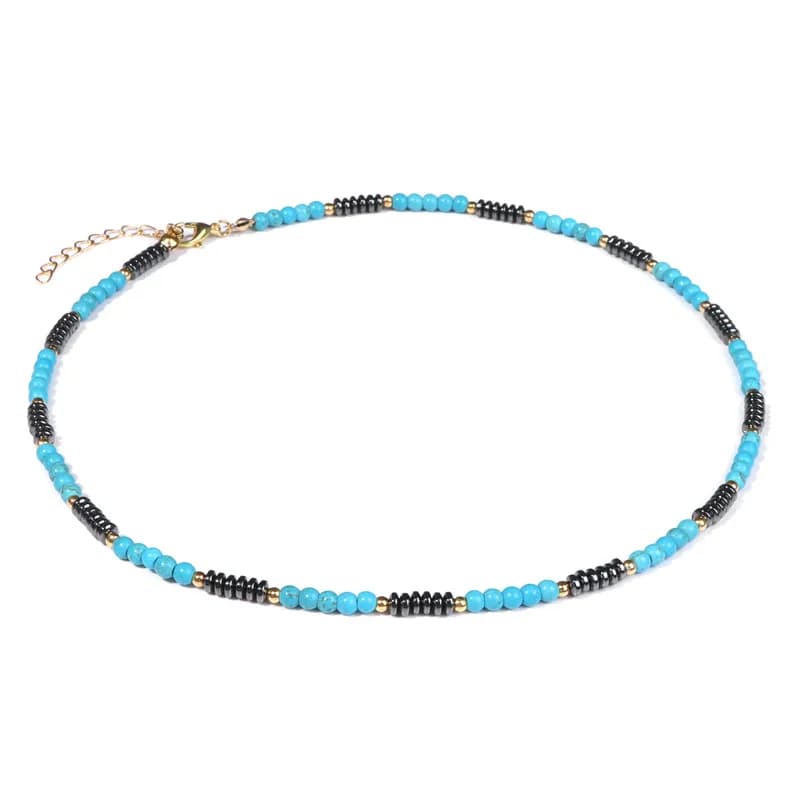Colliers de perles en hématite pour femmes et hommes, collier en pierre naturelle, fermoir à homard réglable, chaîne Labradorite, bijoux ras du cou, 4mm