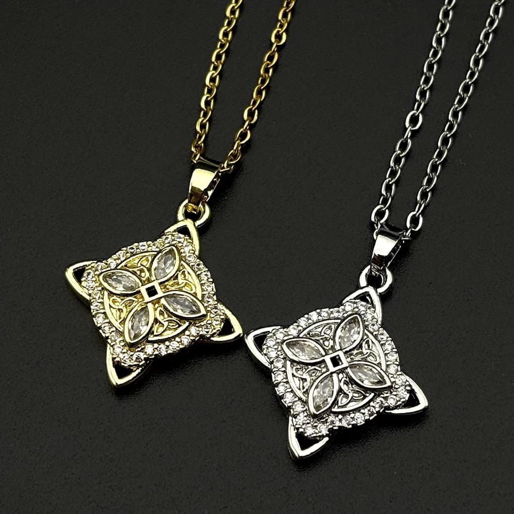 Collier porte-bonheur nœud de sorcière celtique pour femmes et hommes, en acier inoxydable couleur or, amulette rétro féminine, chaîne élégante, accessoire de bijoux gothique