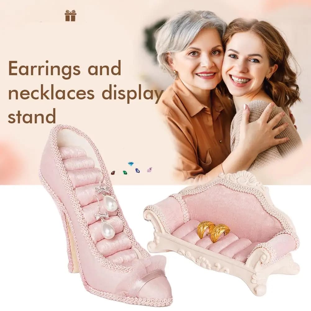 Support de présentation de bijoux, chaussures à talons hauts, figurine décorative de canapé, organisateur de rangement pour boucles d'oreilles et colliers, cadeau pour femmes